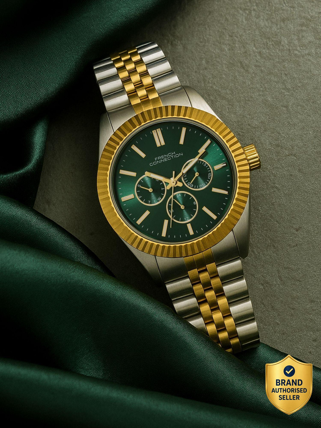 French Connection FUNCTIQ Green Sunray Round Dial Men's Watch - Image 6