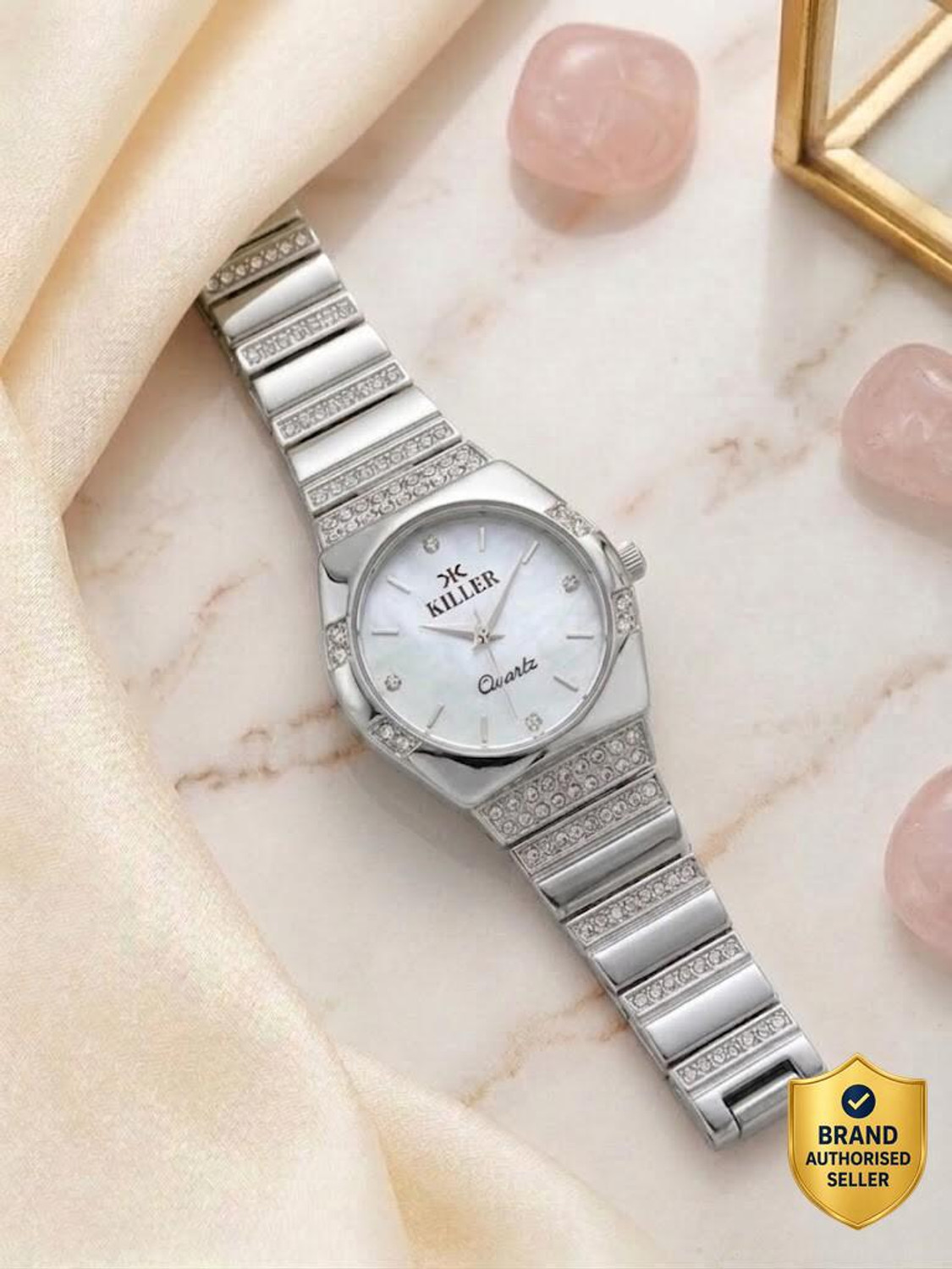 Image of KILLER Capsul Shape Rose gold watch03 Analog Watch - For Women Women Copper Analogue Watch with Emerald Green Oval Dial