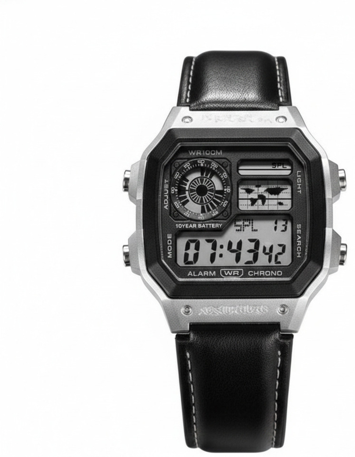 Image of sapre.pro Leather strap Analog-Digital Watch - For Men Watch Black /Silver