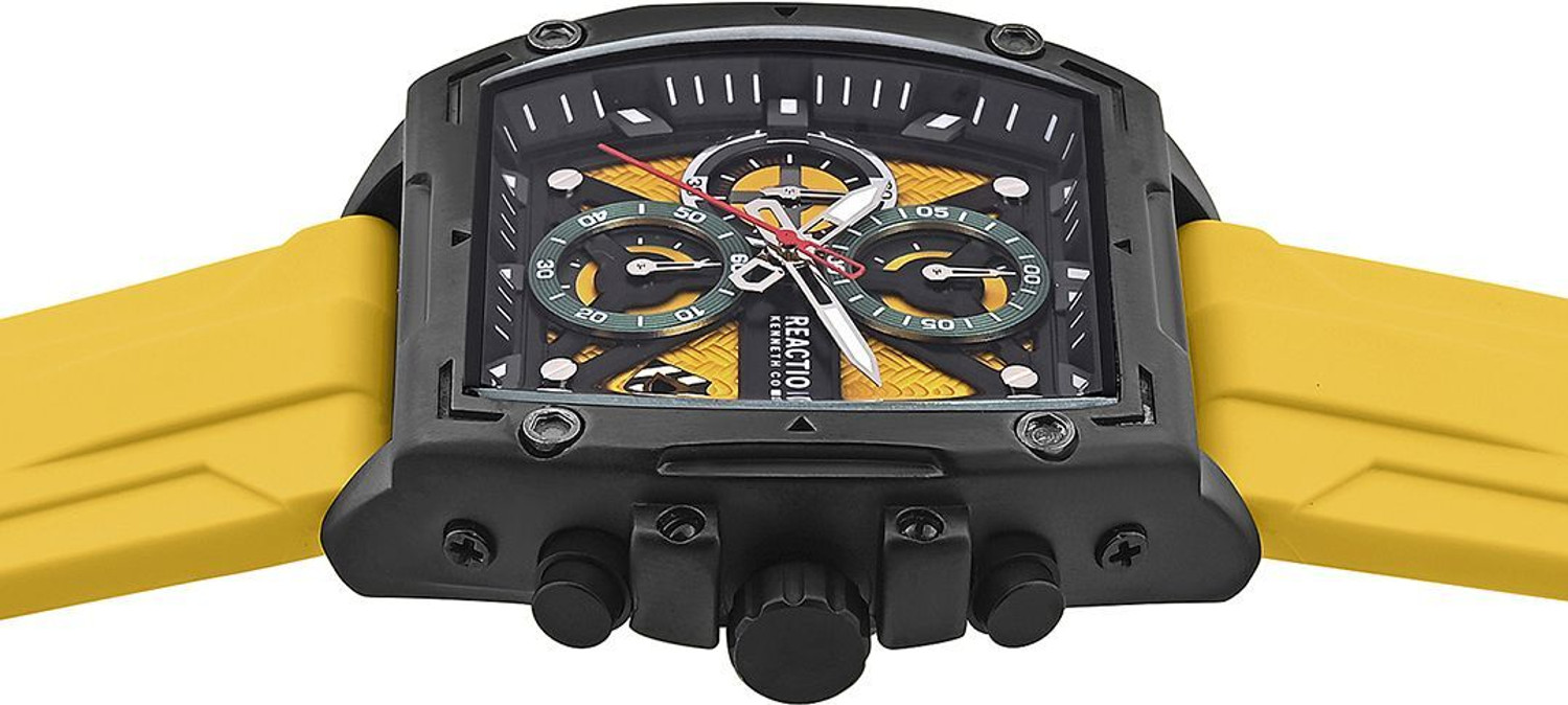 Image of Kenneth Cole Reaction Men's Chronograph Yellow Watch | Yellow Tonneau Dial Analog Watch - For Men KRWGO0071203