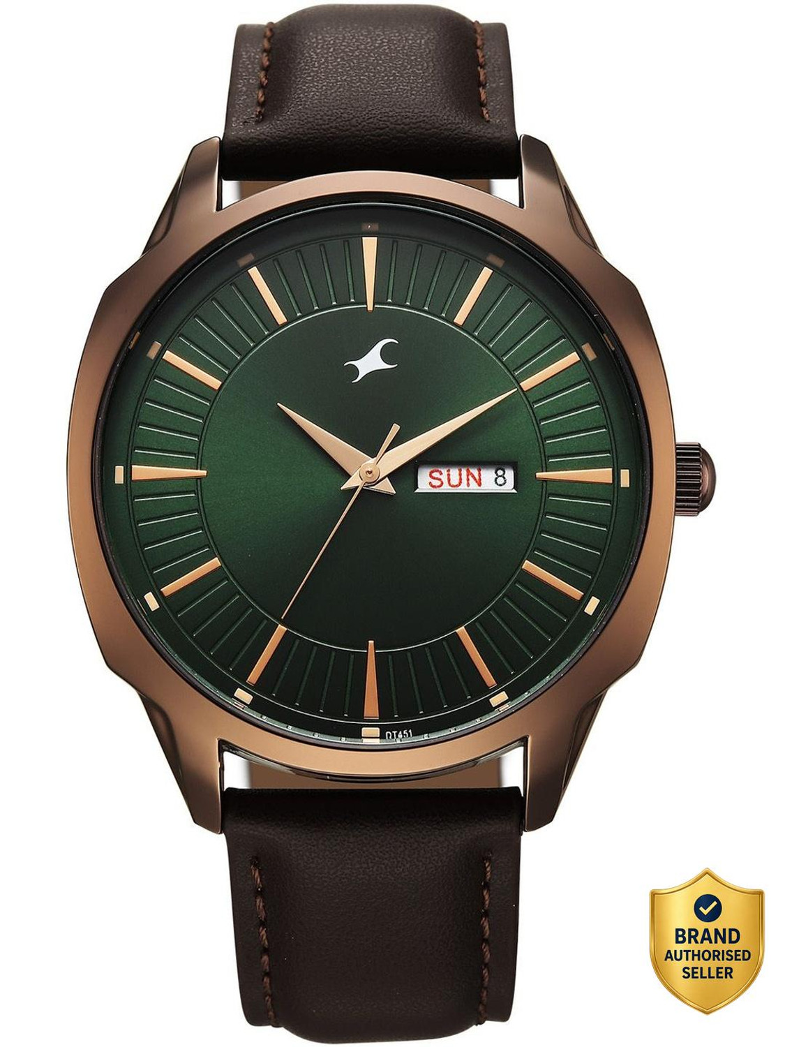 Fastrack Stunners XI Quartz Analog Watch, Green Dial, Brown Leather - Image 1