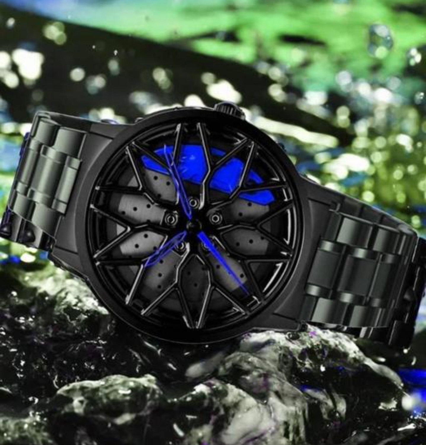 Rudramyst Rick Analog Blue Flower Wheel Watch - Image 1