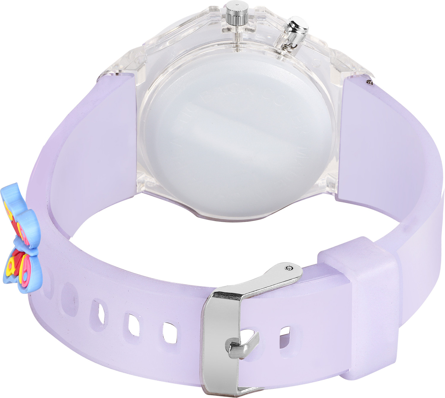 Image of MAAN INTERNATIONAL Kids Butterfly Fantasy Cartoon LED Light Purple Silicone Strap Analog Watch - For Boys & Girls BF-PURPLE