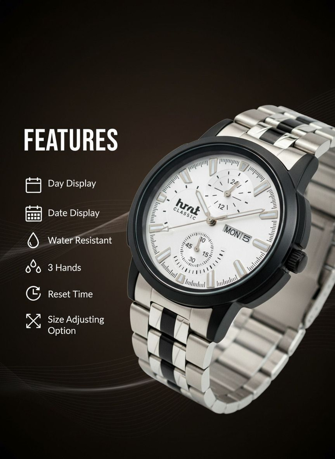 Image of hmt QUARTZ Plain Square Original Silver Plated For Boys Analog Watch - For Men 440 Silver Dial 2 Tone Chain