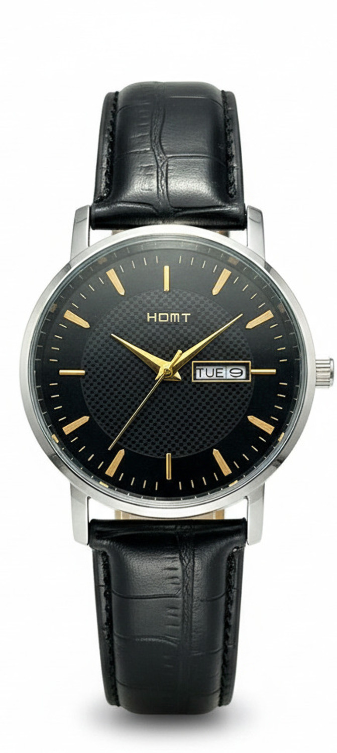 Image of homt Silver Dial Stainless Steel Black Strap Analog Watch - For Men T0043SL01 - 38mm #JustHere