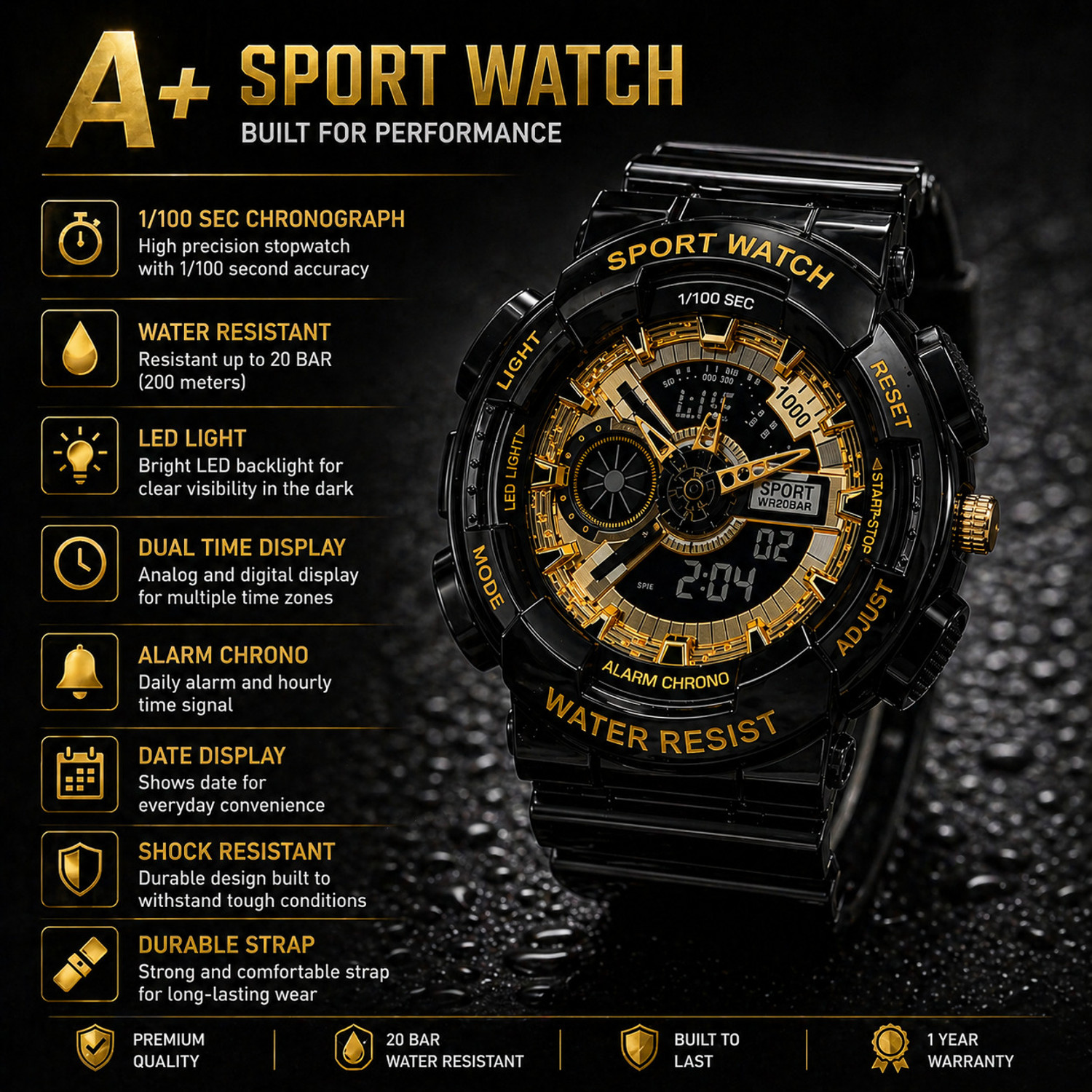 Image of Luxerio Analog-Digital Watch - For Men Sport Heavy