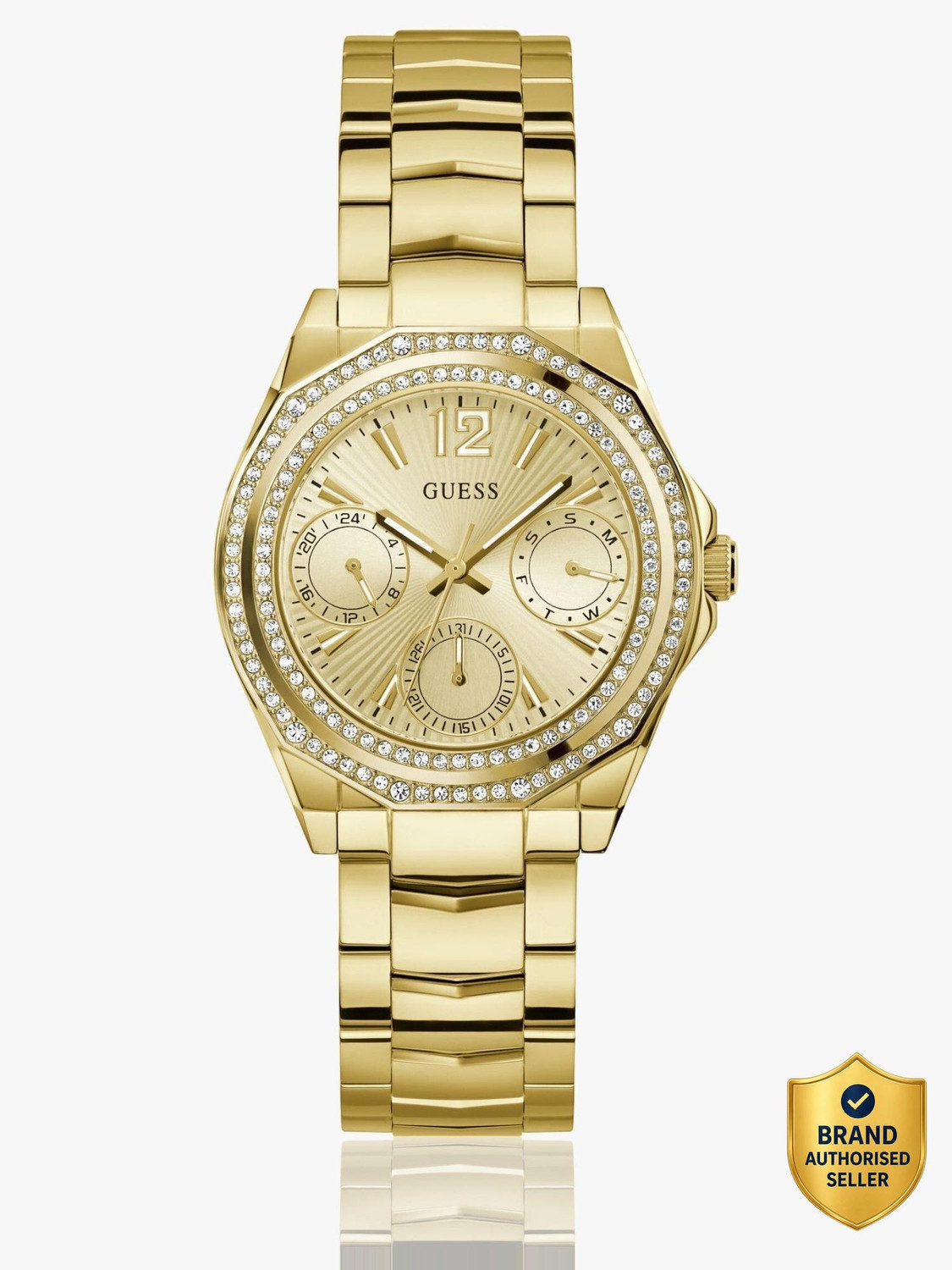 Image of GUESS Tri Bellini Champagne Round Dial Analog Watch - For Women GW0914L2