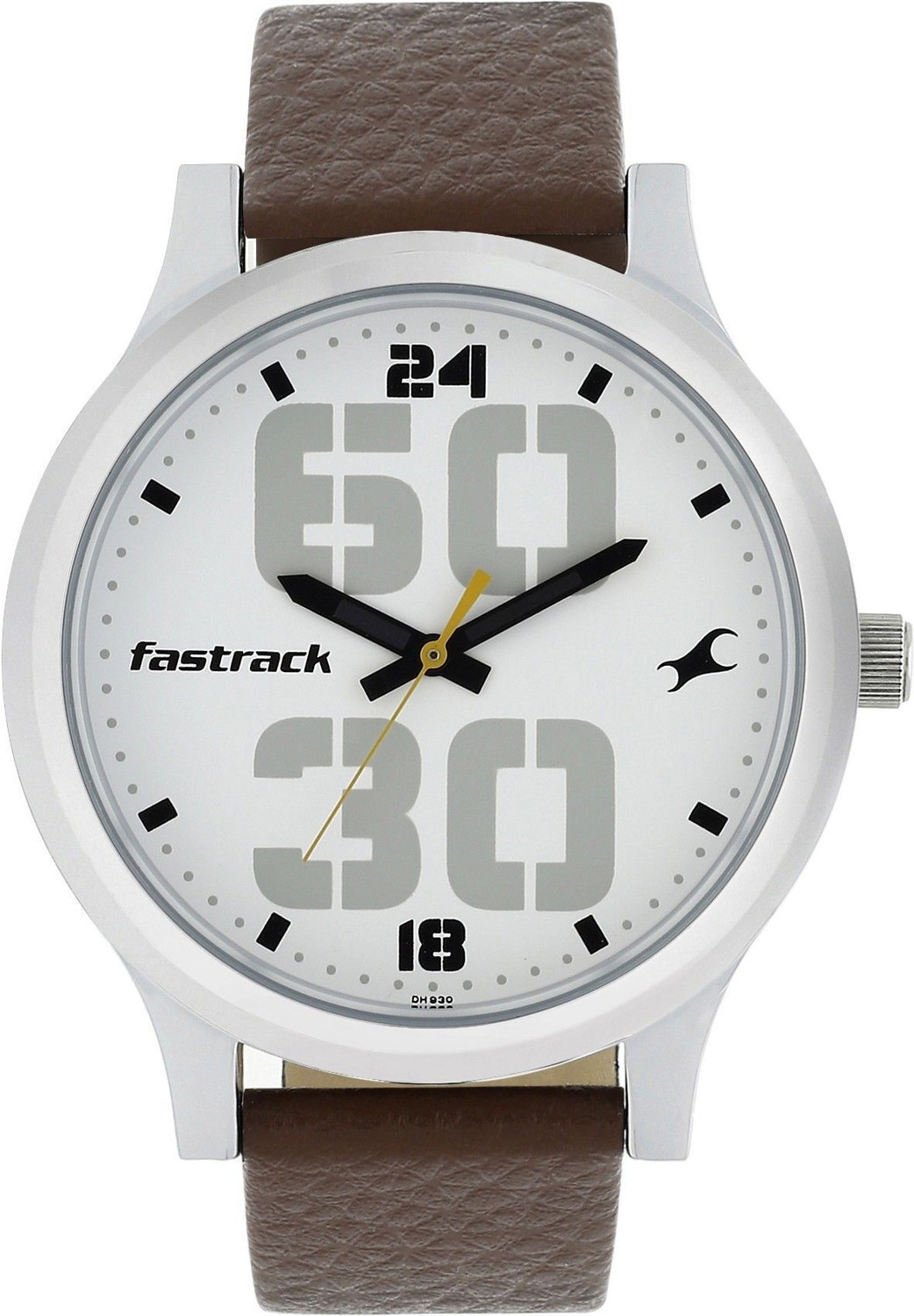 Fastrack Bold White Dial Brown Leather Strap Analog Watch - Image 1
