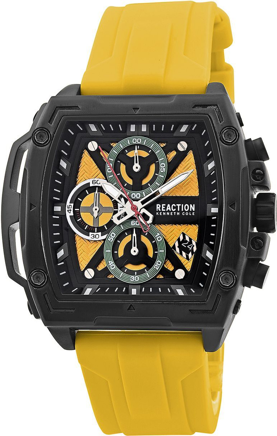 Image of Kenneth Cole Reaction Men's Chronograph Yellow Watch | Yellow Tonneau Dial Analog Watch - For Men KRWGO0071203