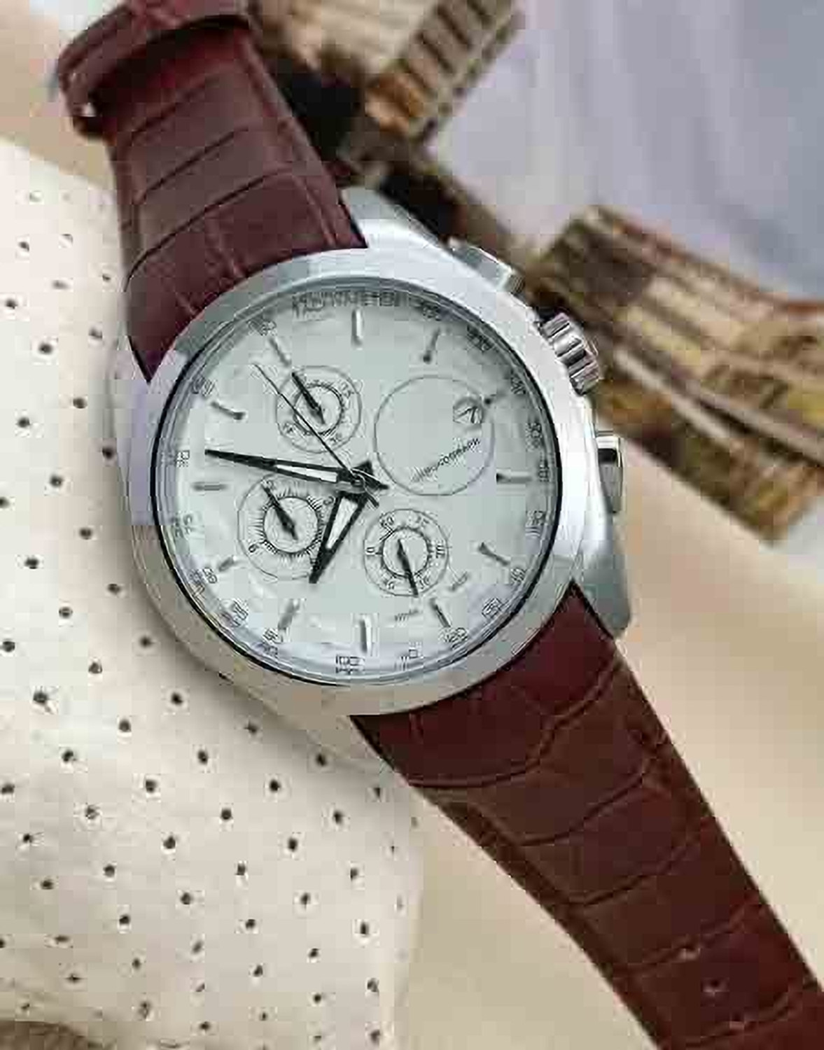 Image of Forum Analog Watch - For Men Chronograph Leather Watch