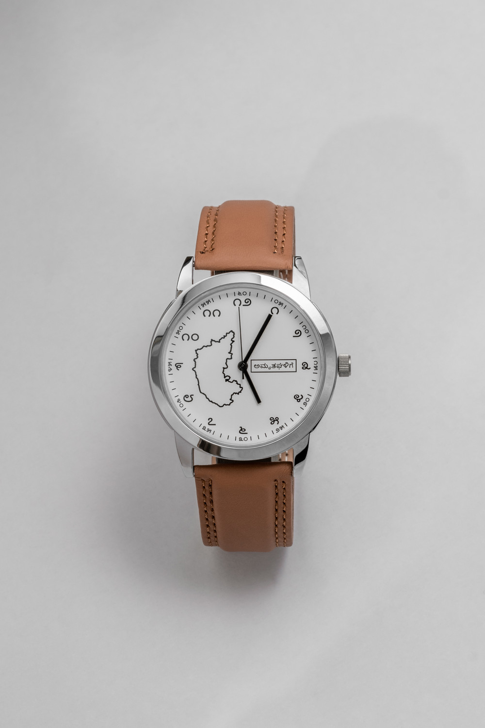 Image of Amruthaghalige Kannada watch Analog Watch - For Men BW000107 Tan Silver