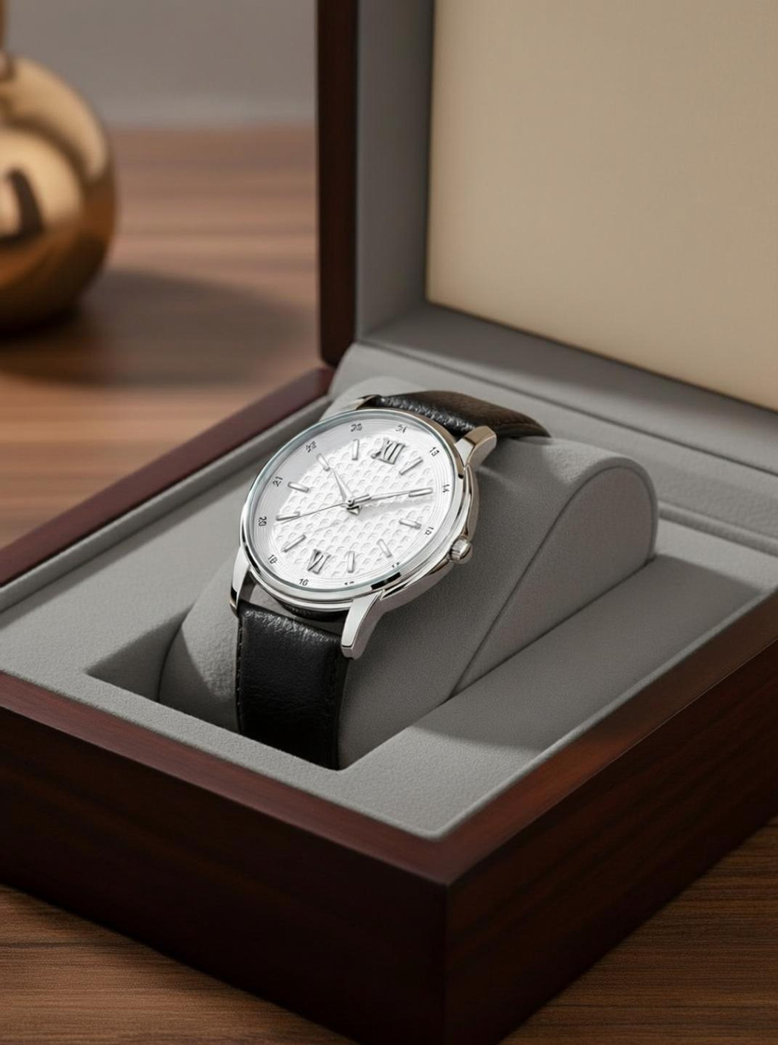 Image of homt Silver Dial Stainless Steel Black Strap Analog Watch - For Men T0043SL01 - 38mm #JustHere