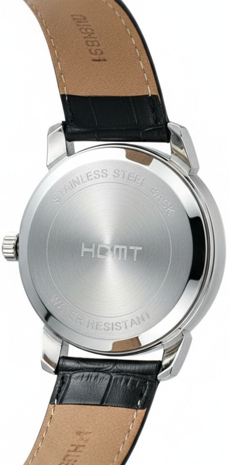 Image of homt Silver Dial Stainless Steel Black Strap Analog Watch - For Men T0043SL01 - 38mm #JustHere