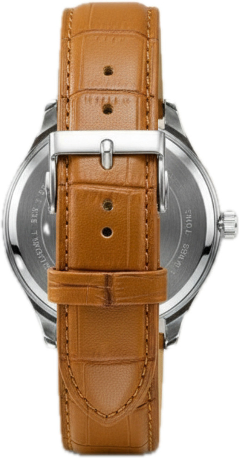 Image of homt Silver Round 38mm Brown Belt Quartz Analog Watch - For Men T0043YL01 - 38mm #JustHere