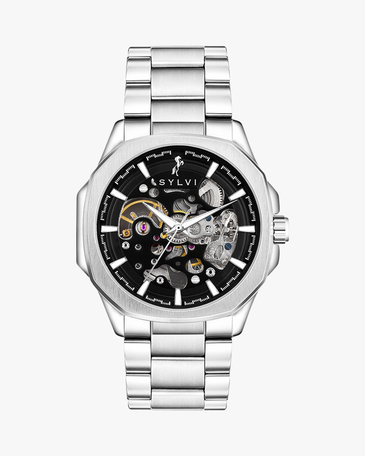 Image of Sylvi Analog Watch - For Men Automatic Black Stainless Steel Strap Watch for Men
