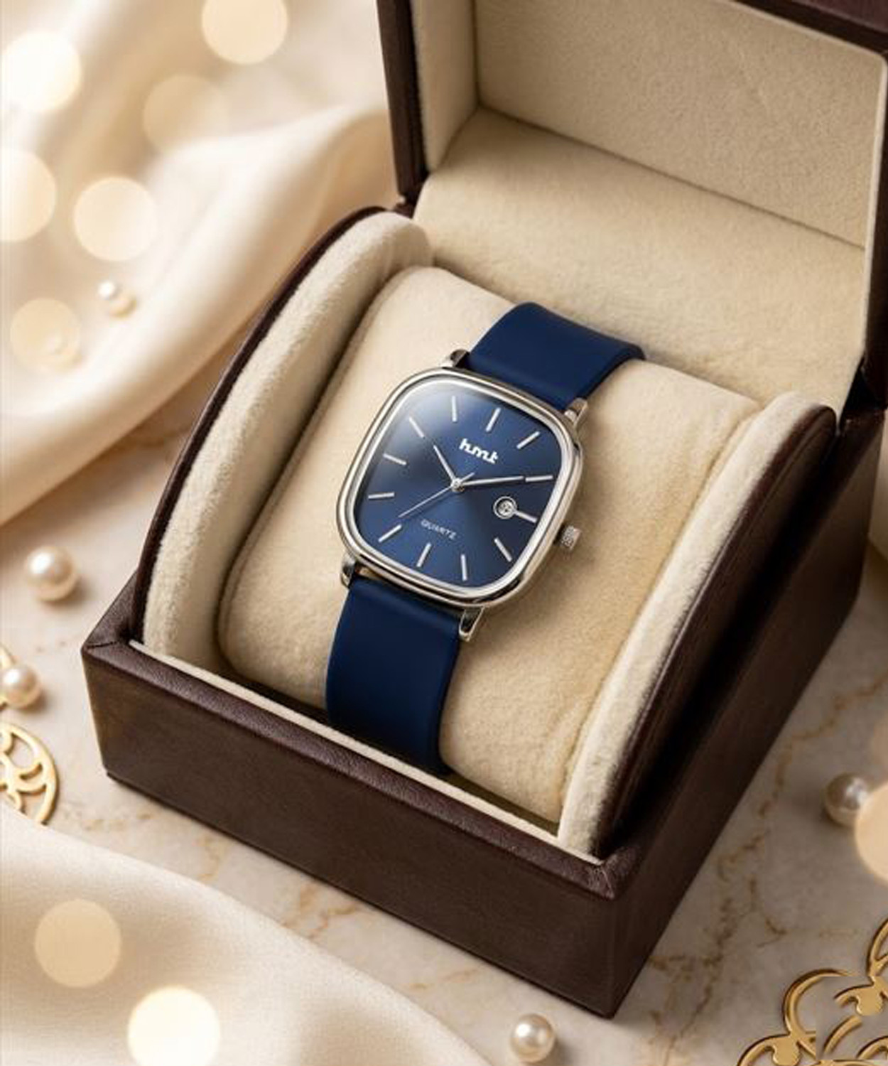 Image of homt Silver Round 38mm Brown Belt Quartz Analog Watch - For Men T0043YL01 - 38mm #JustHere