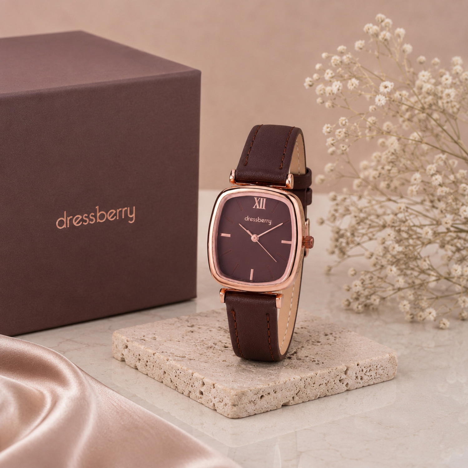Dressberry 2247 Cocoa Rose Contour Series Analog Watch - For Women