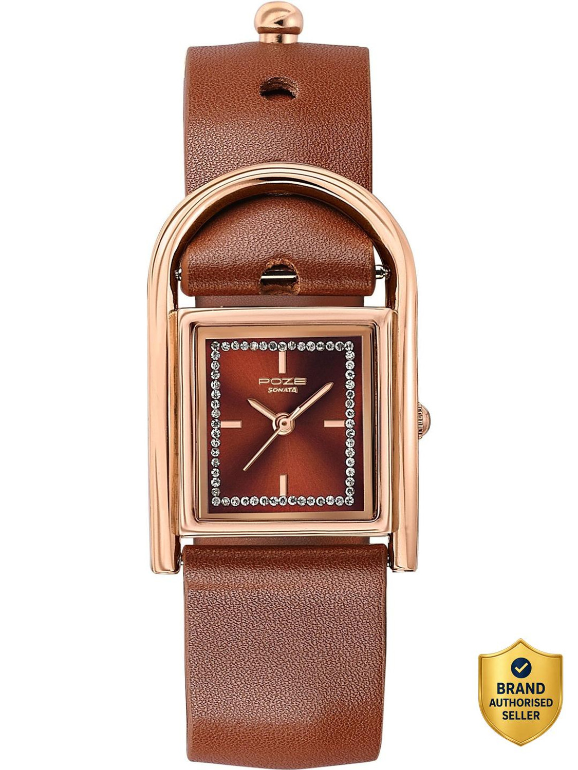 SONATA Sonata Poze 6 Strokes And Stroll Qtz Brown Round Dial Women's Watch Analog Watch - For Women