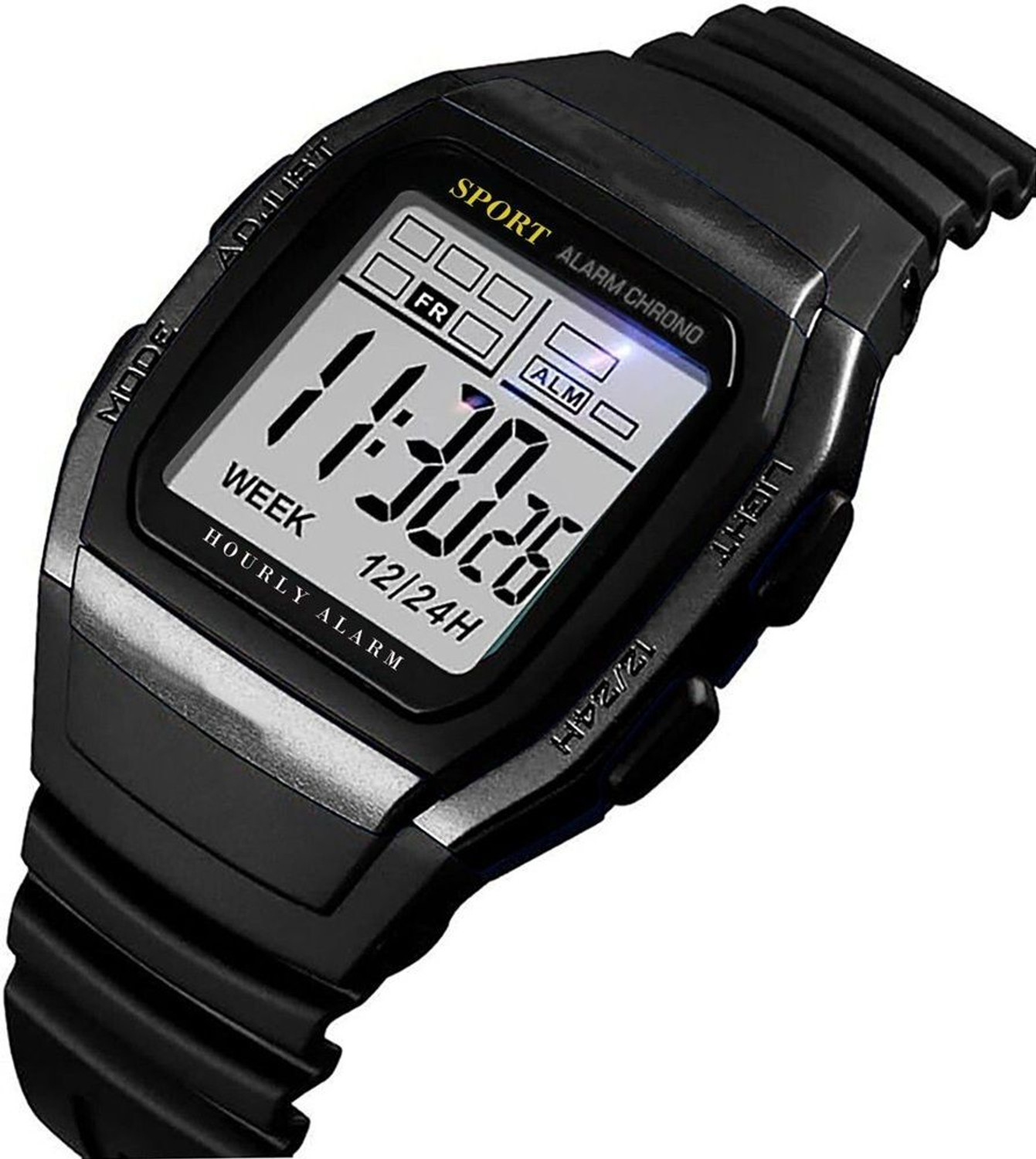 Image of Likezora Classic Black Digital Sports Watch with Alarm, Day-Date Display & 12 /24H Boys Digital Watch - For Boys & Girls SPRT-DIGI-1130-BLK