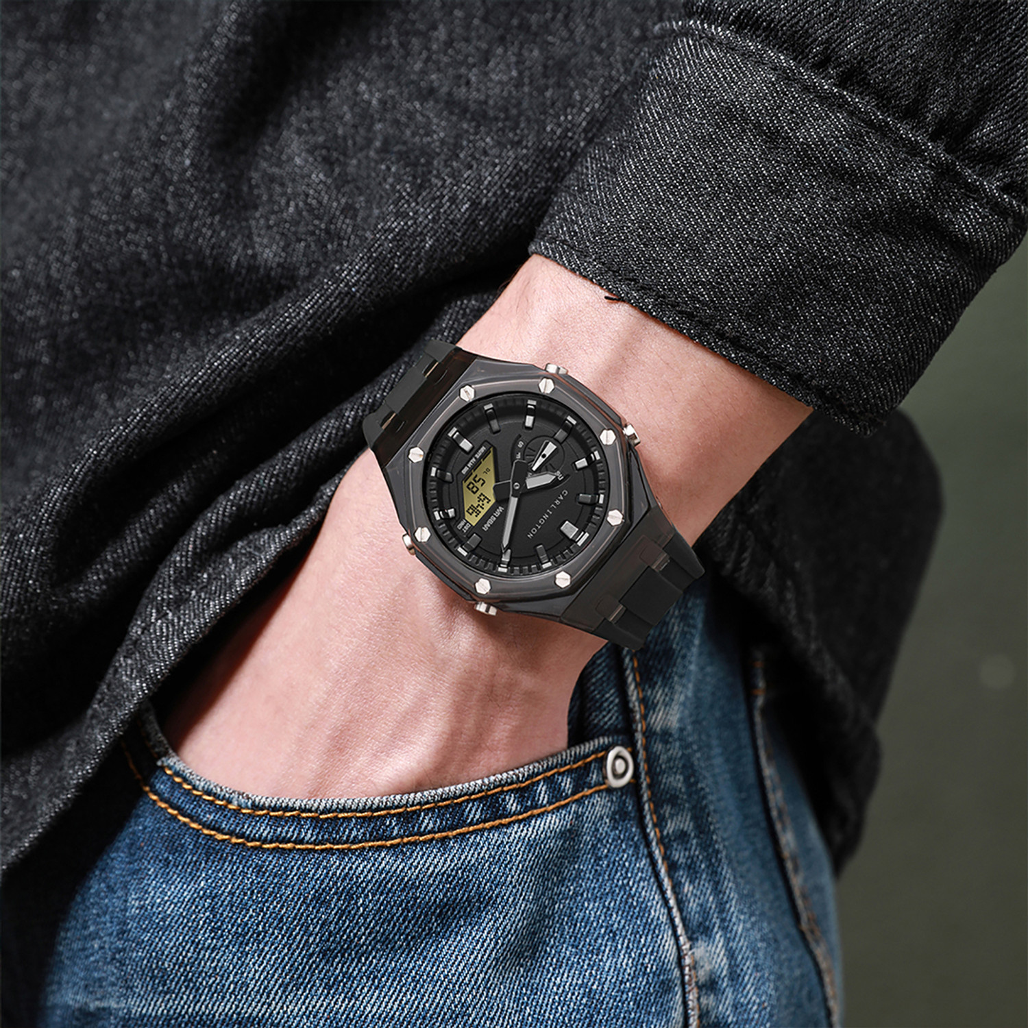 Image of Carlington Velocity Series Analog-Digital Watch - For Men CT 8088 Black