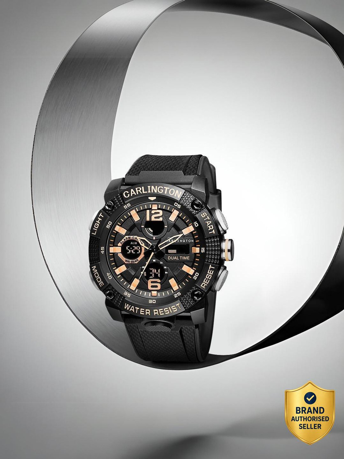 Image of Carlington Velocity Series Analog-Digital Watch - For Men CT 8088 Black