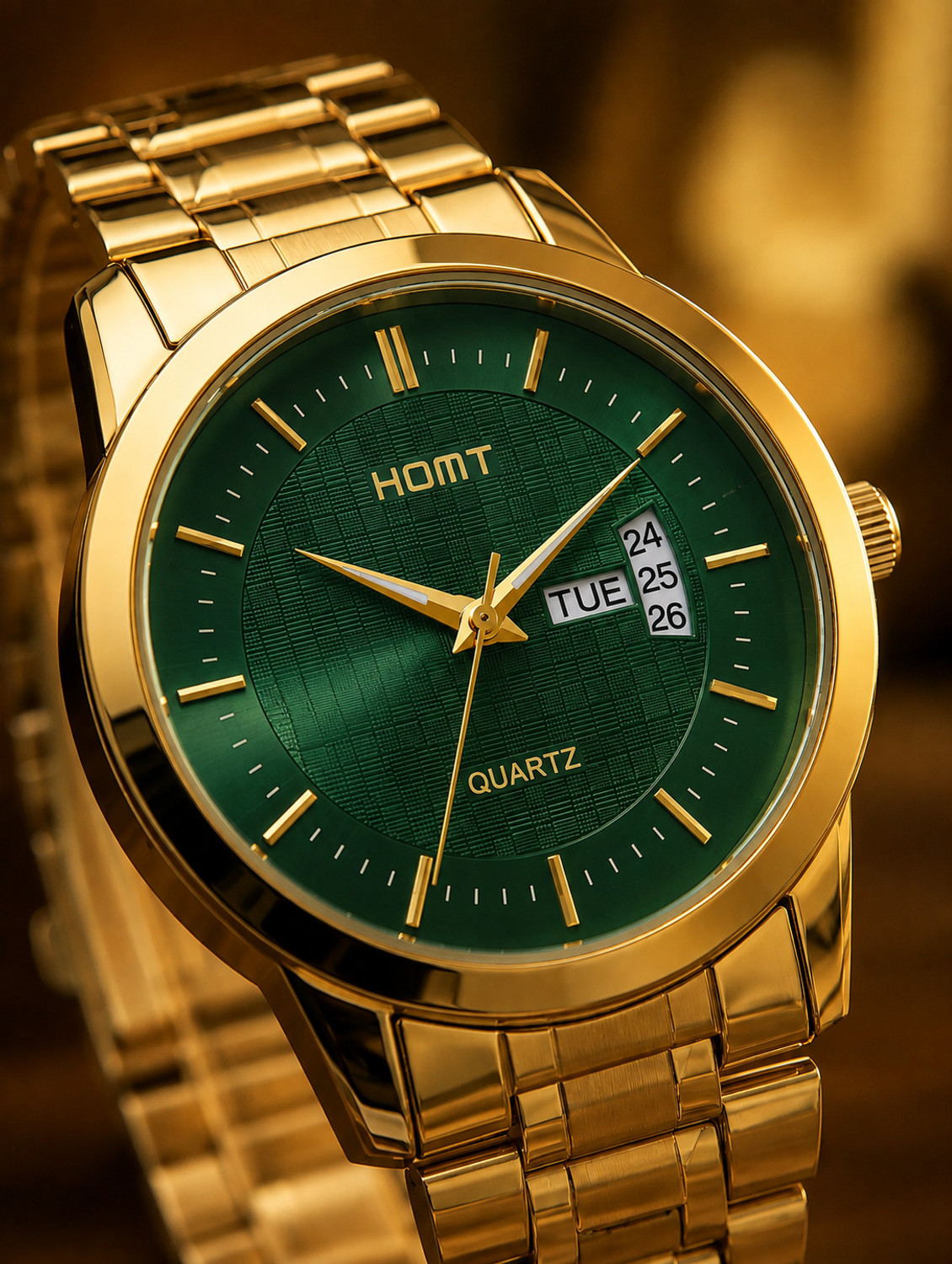 Image of homt Men's Watch Combo of 2 Leather Belt Brown & Green Quartz Analog Watch - For Men Pack Of 2 Wrist Watches ( Day-date working)