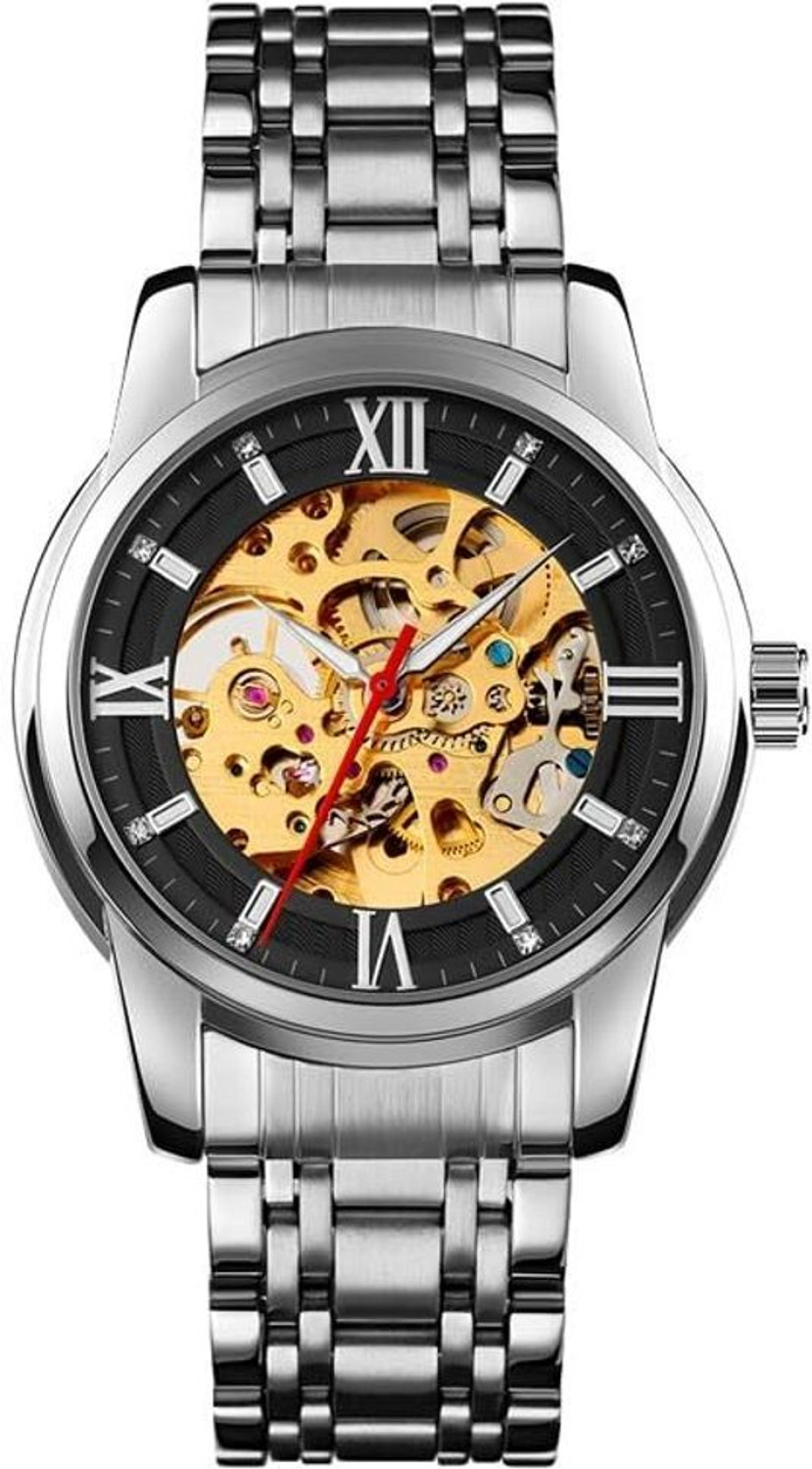 Image of Sylvi Analog Watch - For Men Automatic Black Stainless Steel Strap Watch for Men