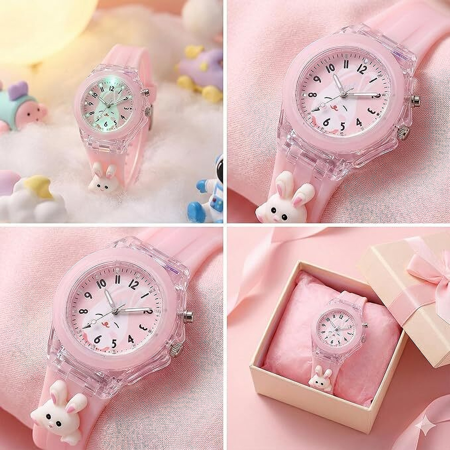 Image of MAAN INTERNATIONAL Kids Butterfly Fantasy Cartoon LED Light Purple Silicone Strap Analog Watch - For Boys & Girls BF-PURPLE