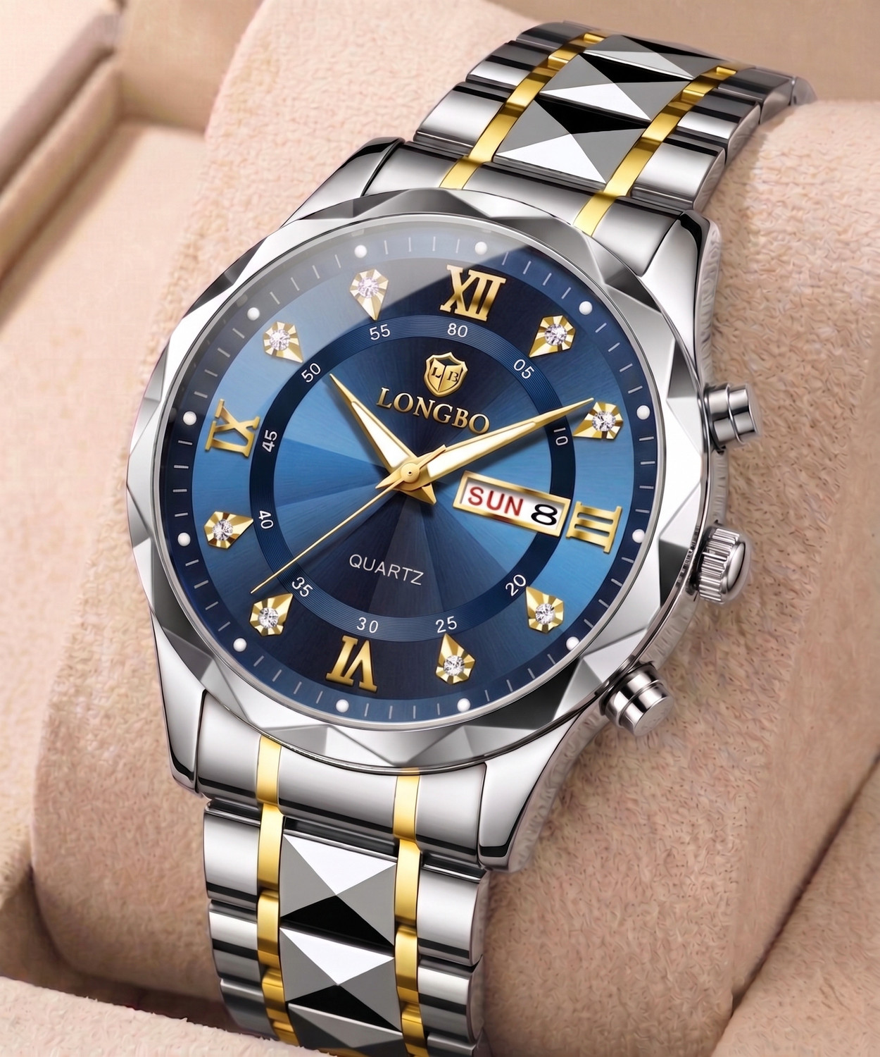 Image of Kitcone Analog mens watches watches for men 112J Analog Watch - For Men MENS WATCHES WATCHES FOR MENS LATEST STYLISH GOLDEN METAL DIAMOND STUDDED 112J