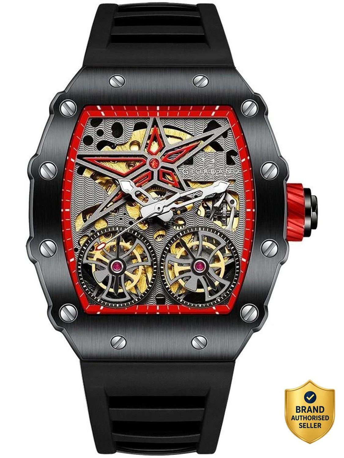 Image of FENlX Skeleton Dial Analog Men's Watch with Silicone Strap Analog Watch - For Men Fw - 109 ( Grey )