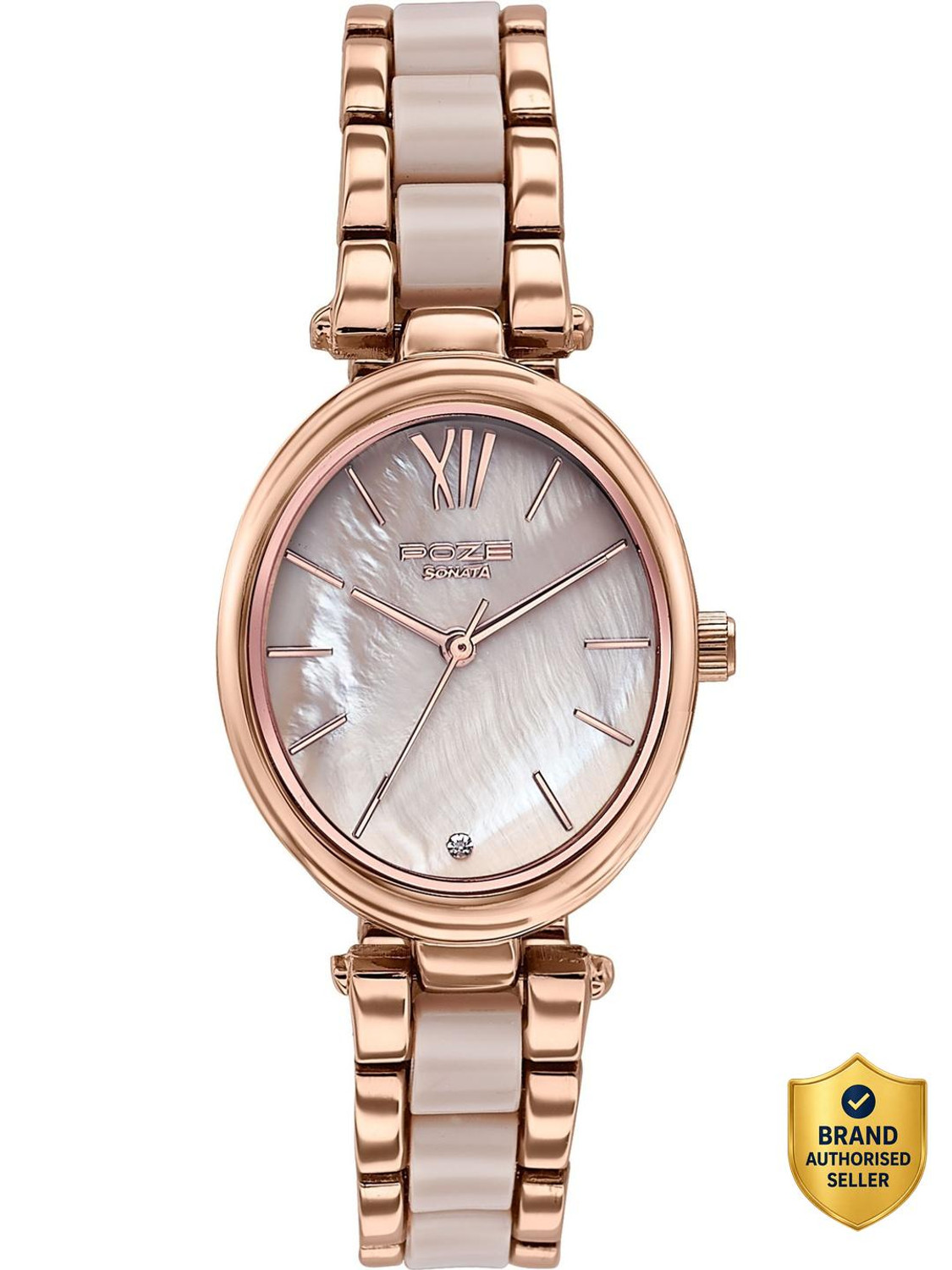 SONATA Poze Sonata Poze Tropi-Color Crush Quartz Light Brown Mop Oval Dial Women's Watch / Analog Watch - For Women