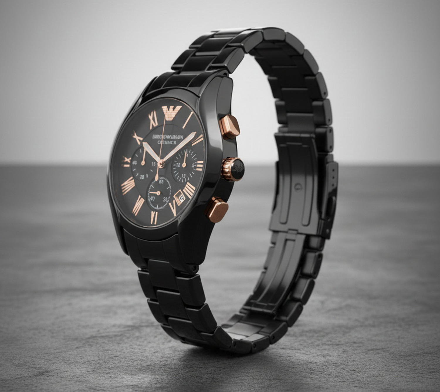 Image of FLORED Black Ceramic Analog Analog Watch - For Men BLACK AR1400
