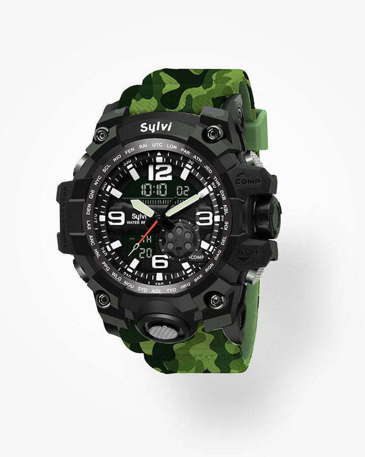 Image of Sylvi FRIST CAMOGREEN - Analog Digital Sports Watch Analog-Digital Watch - For Men Sporty Military Army Watch For Boys & Men