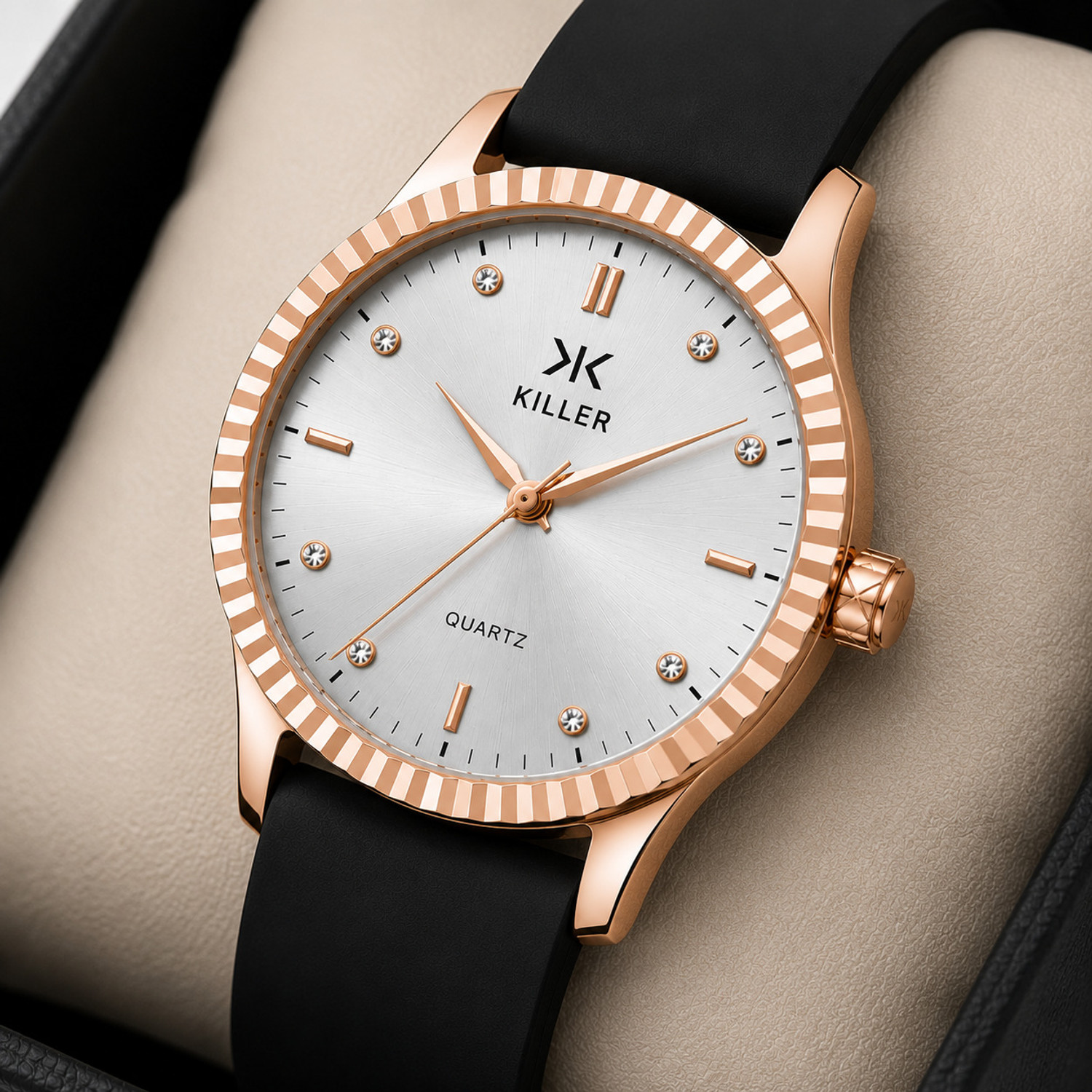 Image of KILLER Capsul Shape Rose gold watch03 Analog Watch - For Women Women Copper Analogue Watch with Emerald Green Oval Dial