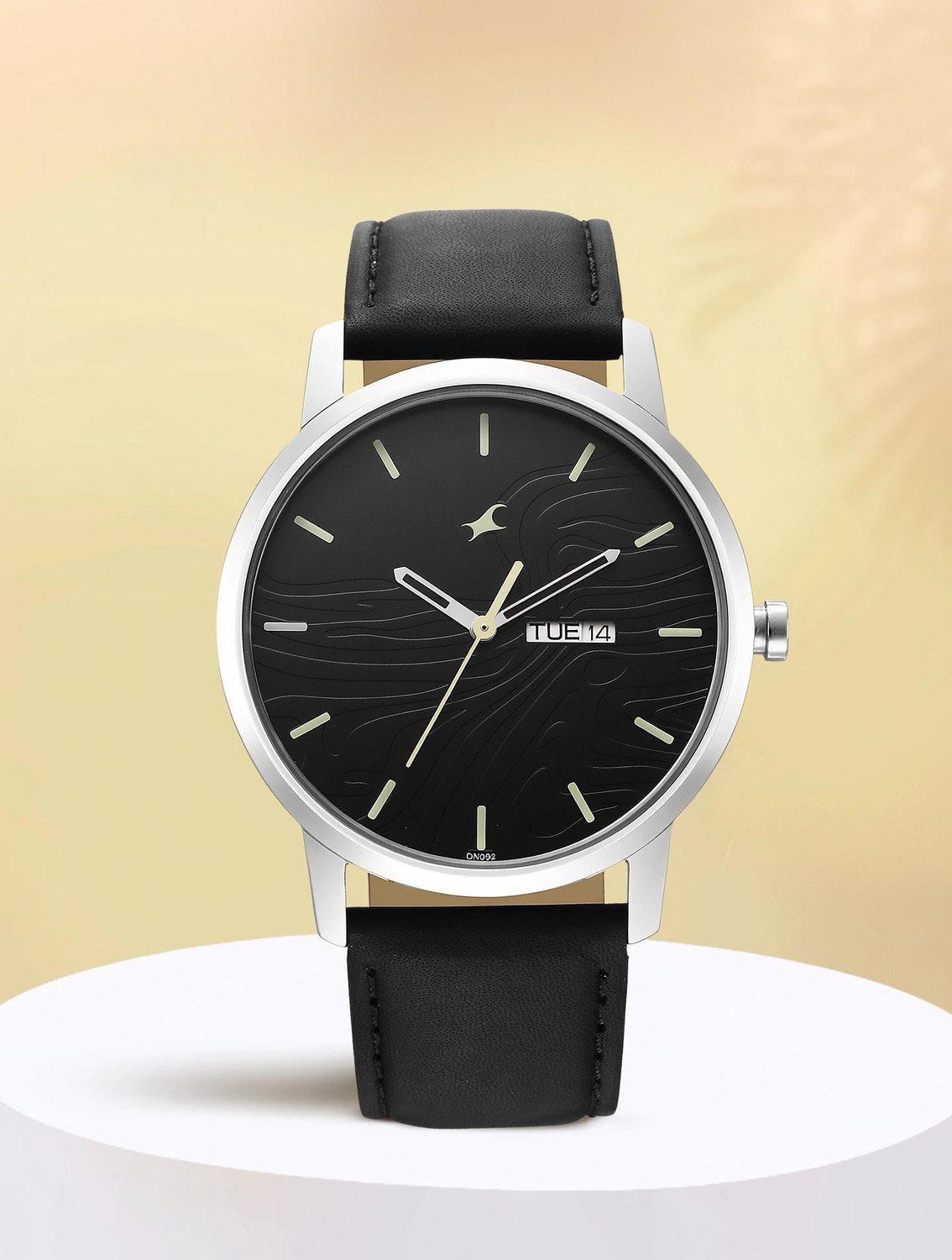 Fastrack Urban Camo Black Dial Black Leather Watch - Image 1
