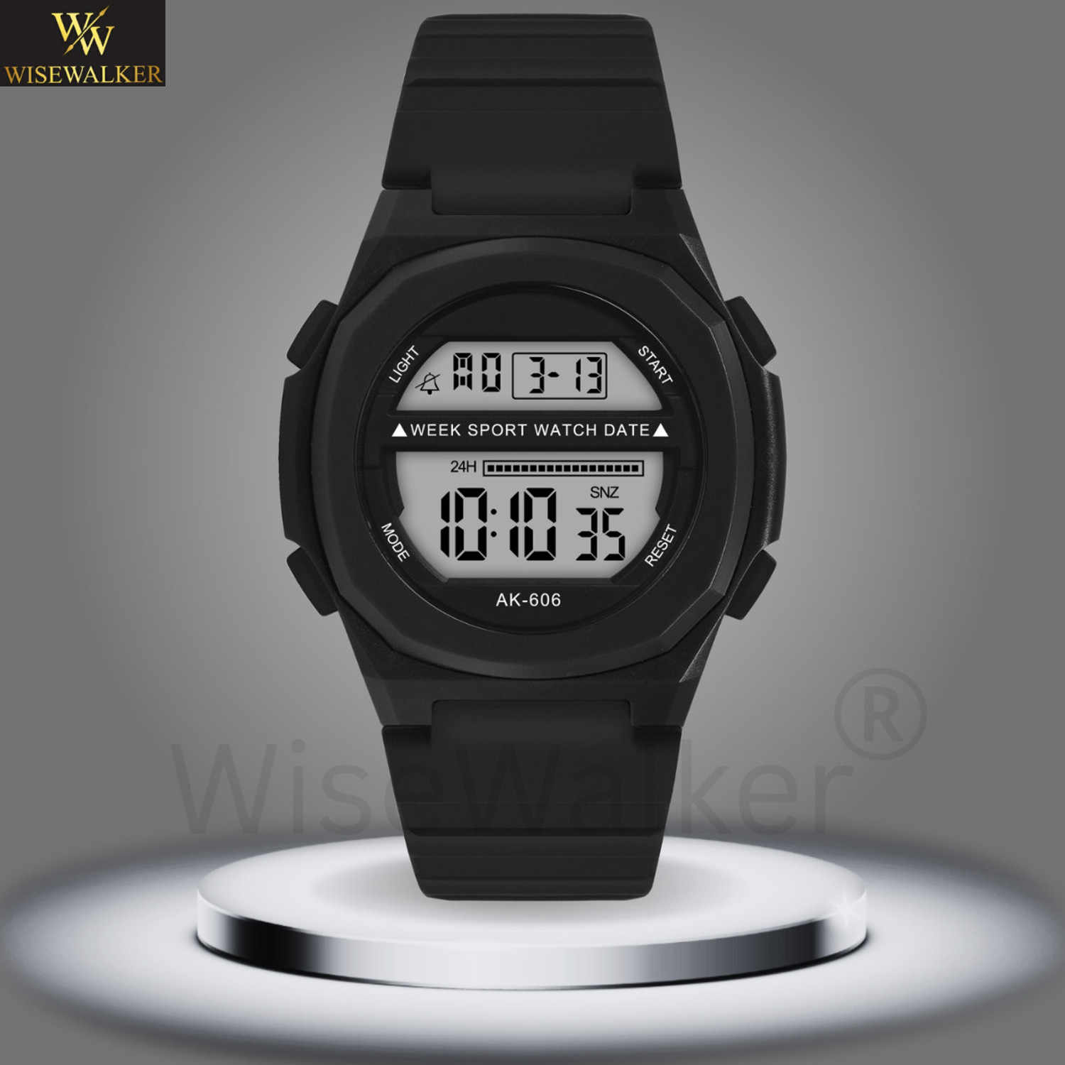 WiseWalker Black Digital Sports Watch - Image 1