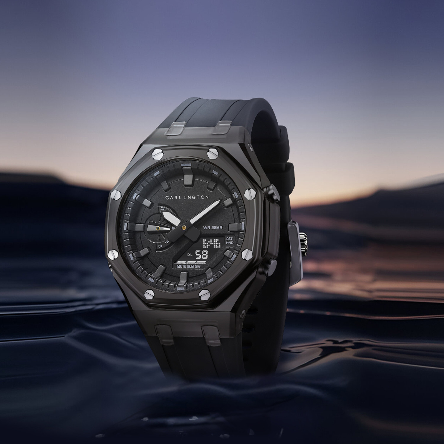 Image of Carlington Velocity Series Analog-Digital Watch - For Men CT 8088 Black