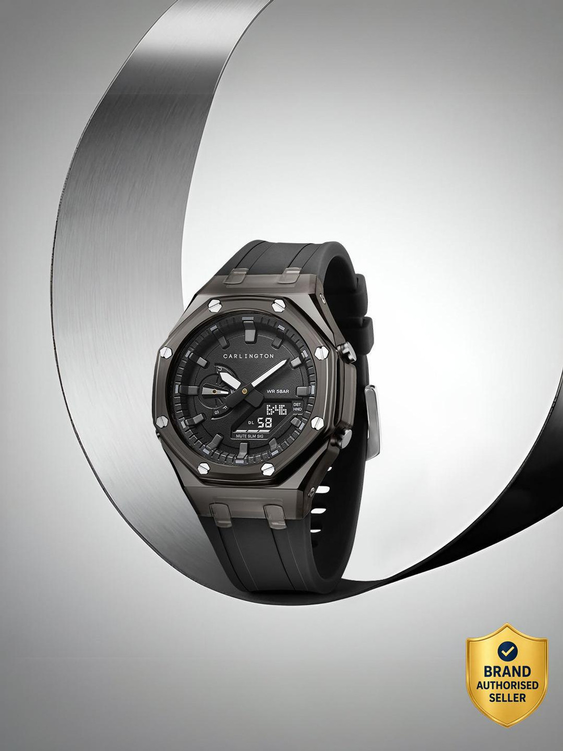 Image of Carlington Velocity Series Analog-Digital Watch - For Men CT 8088 Black