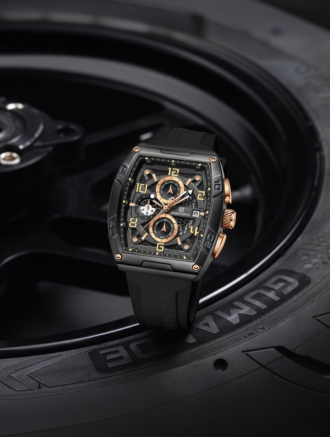 Naviforce 8052 Rosegold & Black Men's Watch - Image 6