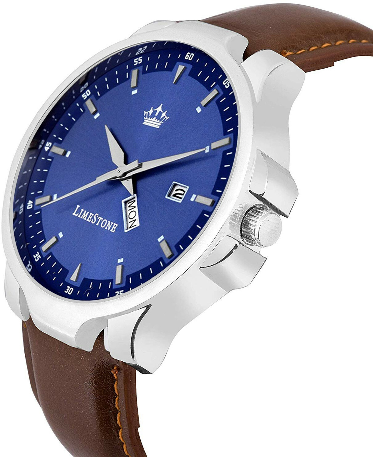 Image of LIMESTONE Day-Date Functioning Blue-Tan Quartz Analog Watch - For Men LS2777