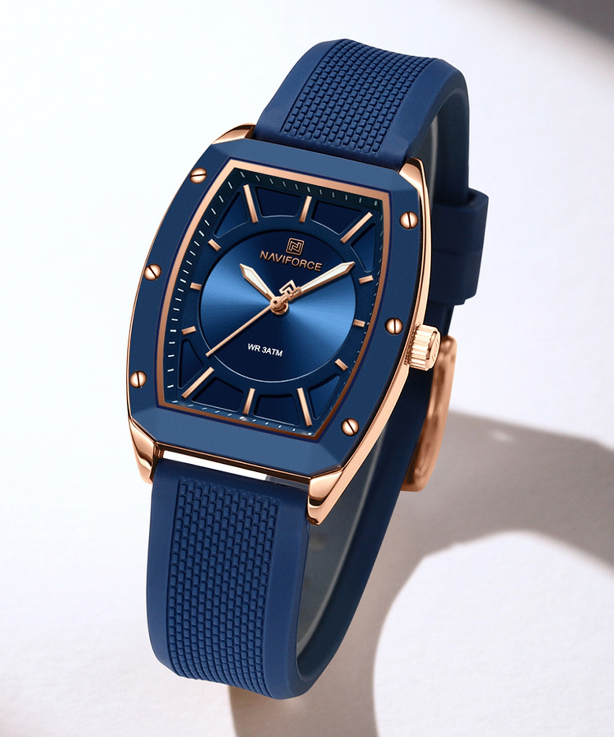 Image of NAVIFORCE Grey Dial with Rosegold Accents and Grey Silicone Strap Analog Watch - For Women NF7125 Perfect fusion of Fashion styling