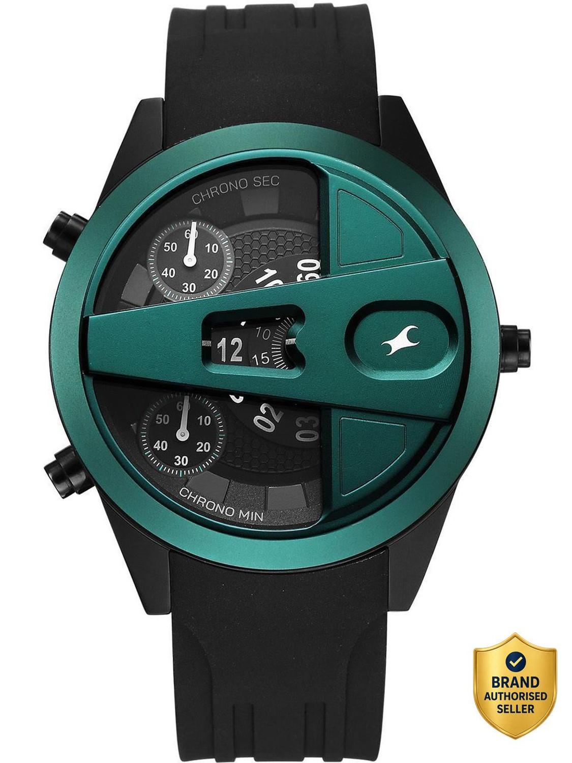 Fastrack Overdrive Micromotor Quartz Black Dial Black Silicon Strap - Image 1