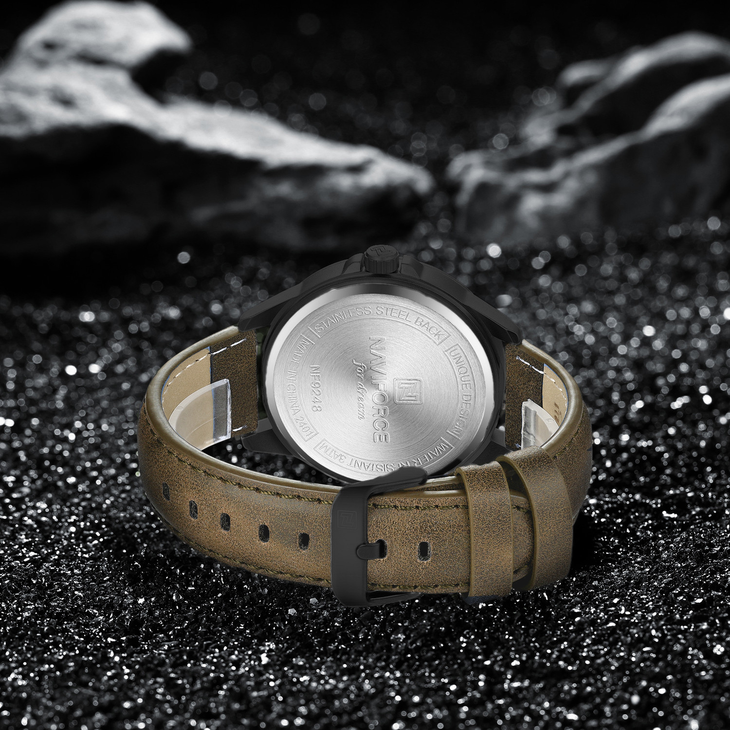 Image of NAVIFORCE Brown Men's Trendy Leather Strap Sports Waterproof Luminous Analog Watch - For Men NF9248L Simple and stylish