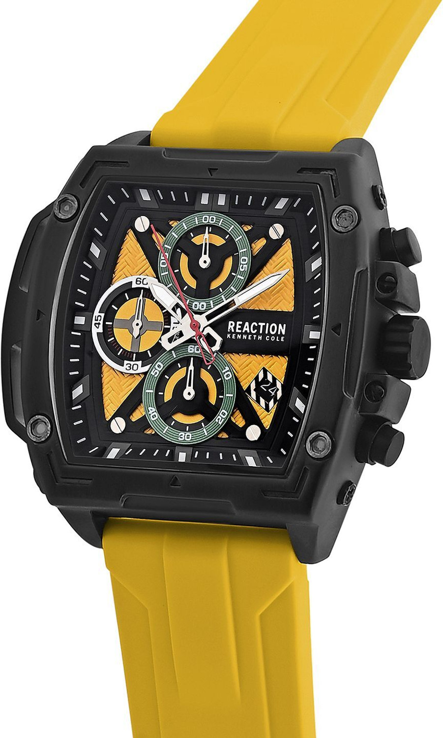 Image of Kenneth Cole Reaction Men's Chronograph Yellow Watch | Yellow Tonneau Dial Analog Watch - For Men KRWGO0071203