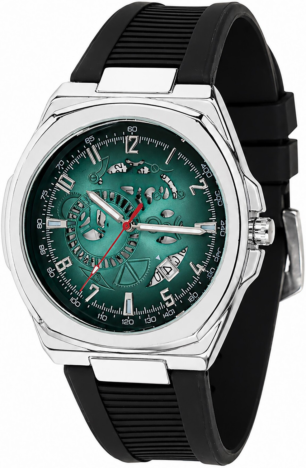 Image of FENlX Skeleton Dial Analog Men's Watch with Silicone Strap Analog Watch - For Men Fw - 109 ( Grey )