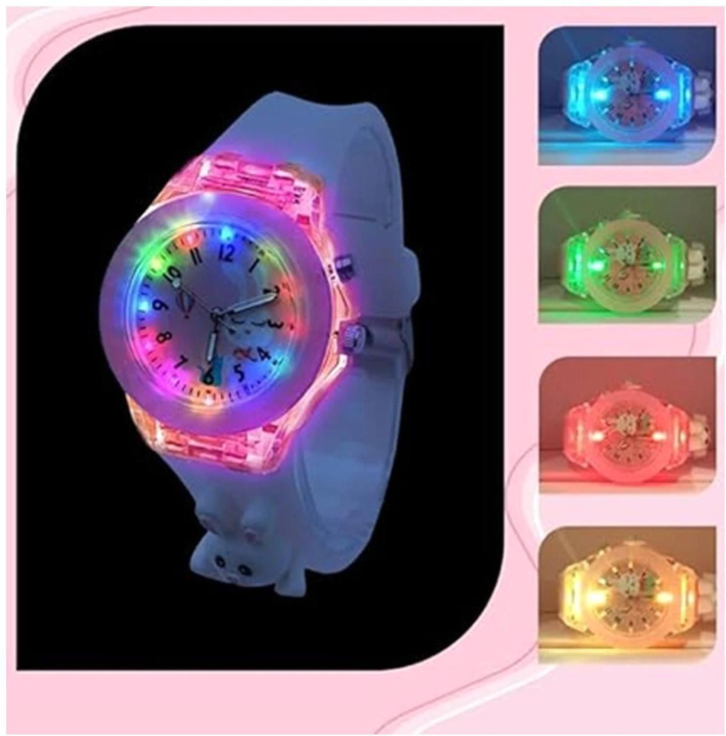 Image of MAAN INTERNATIONAL Kids Butterfly Fantasy Cartoon LED Light Purple Silicone Strap Analog Watch - For Boys & Girls BF-PURPLE