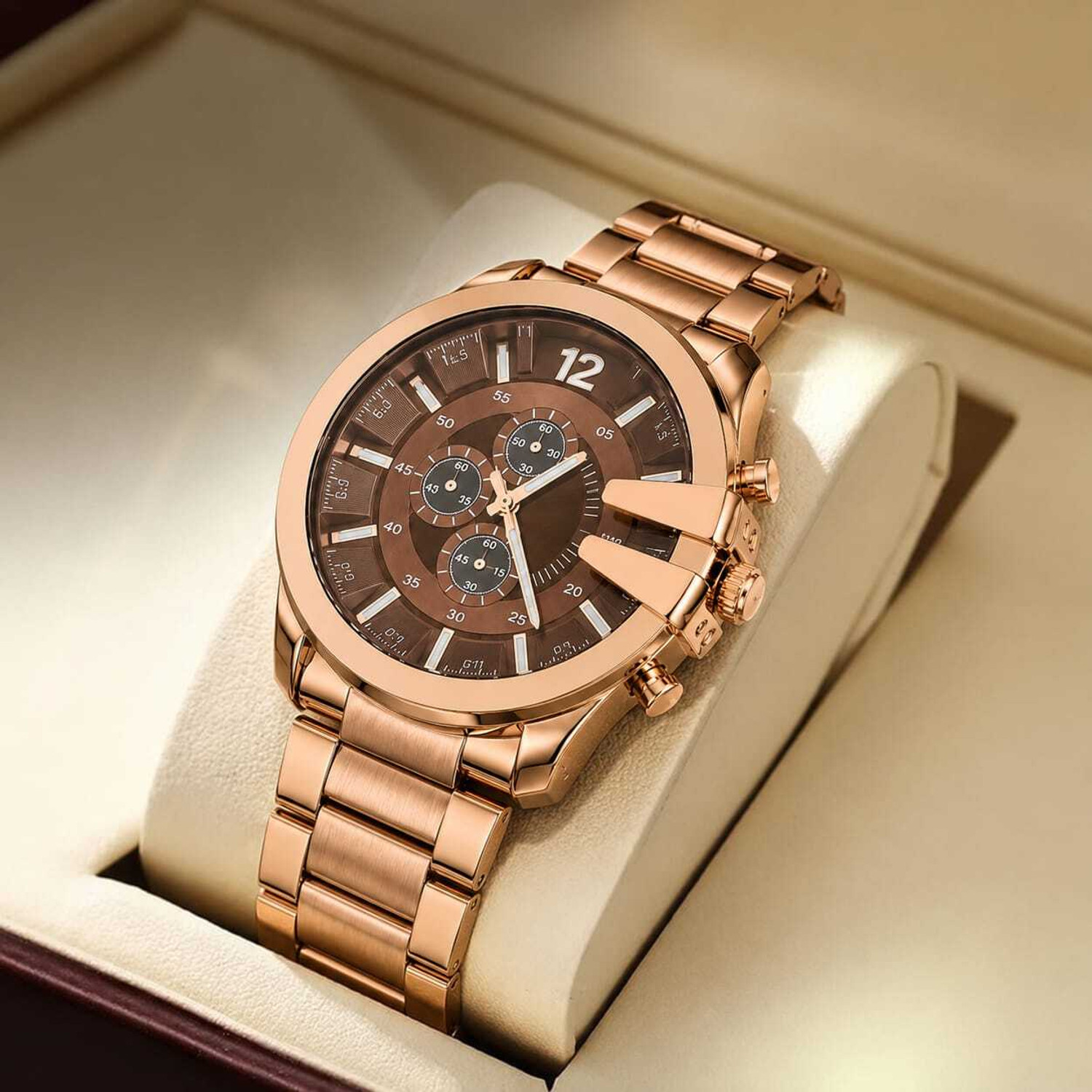 Image of GLOWVITY Analog Watch - For Men ELEGANT BROWN DIAL ANALOG WATCH FOR MEN-08