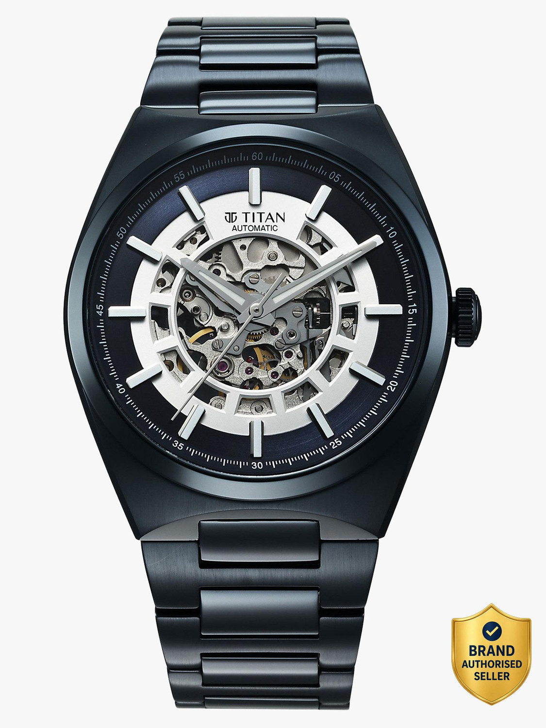 Image of Titan Phoenix Automatic Blue Dial Blue Leather Strap Analog Watch - For Men 90223QL01