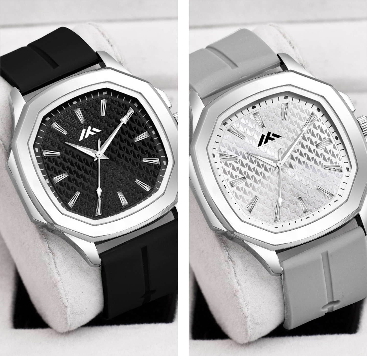 Praizy Men's Combo Pack of 2 Square Dial Silicone Strap Watch - Image 1