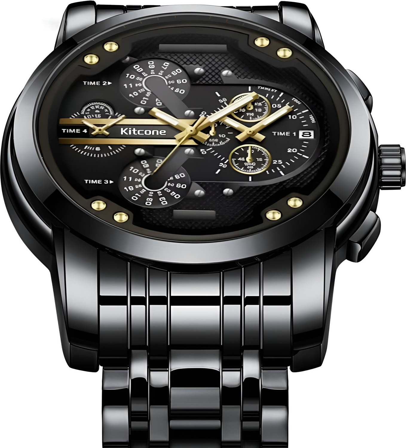 Image of Kitcone Analog Watch - For Men MENS WATCHES WATCHES FOR MENS LATEST STYLISH GOLDEN METAL DIAMOND STUDDED -dmj1